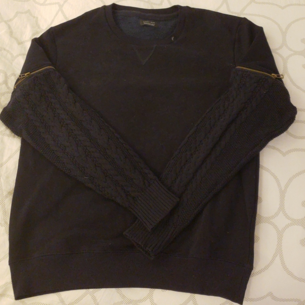 Zara Mens Zip Sleeve Sweater XL